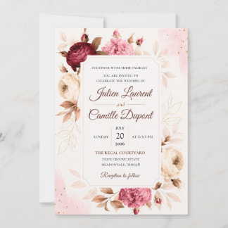 Elegant Watercolor Floral Wedding Invitation