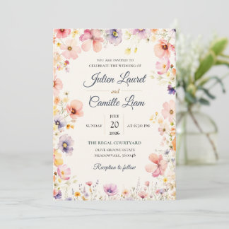 Elegant Watercolor Floral Wedding Invitation