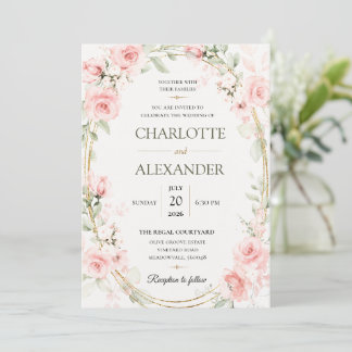 Elegant Watercolor Floral Wedding Invitation