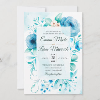 Elegant Watercolor Floral Wedding Invitation