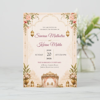 Elegant Watercolor Floral Wedding Invitation