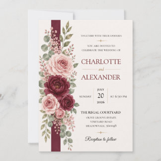 Elegant Watercolor Floral Wedding Invitation