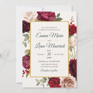 Elegant Watercolor Floral Wedding Invitation