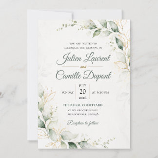Elegant Watercolor Floral Wedding Invitation