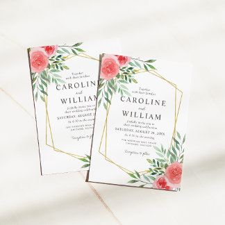 Elegant Watercolor Floral Wedding Invitation