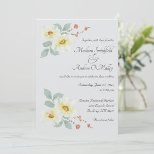 Elegant Watercolor Floral Wedding  Invitation