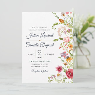 Elegant Watercolor Floral Wedding Invitation