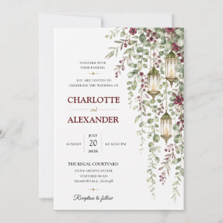 Elegant Watercolor Floral Wedding Invitation