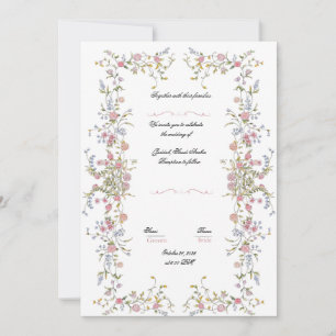 Elegant Watercolor Floral Wedding Invitation 