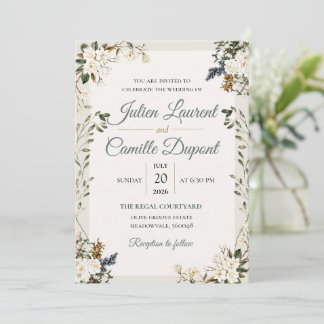 Elegant Watercolor Floral Wedding Invitation