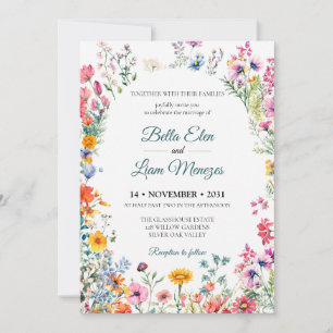 Elegant Watercolor Floral Wedding Invitation Templ