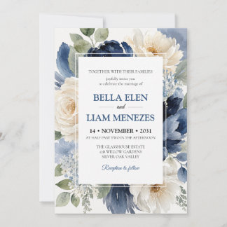 Elegant Watercolor Floral Wedding Invitation Templ