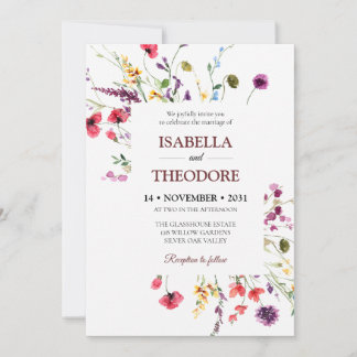 Elegant Watercolor Floral Wedding Invitation Templ