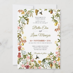 Elegant Watercolor Floral Wedding Invitation Templ