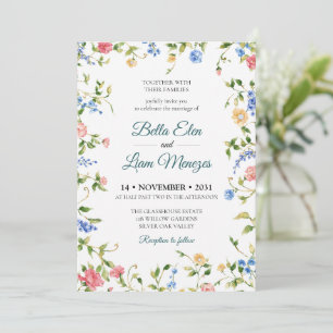 Elegant Watercolor Floral Wedding Invitation Templ