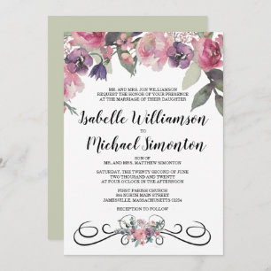 Elegant Watercolor Floral Wedding Invitations