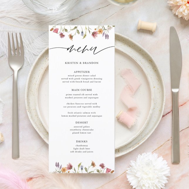 Elegant Watercolor Floral Wedding Menu (Creator Uploaded)