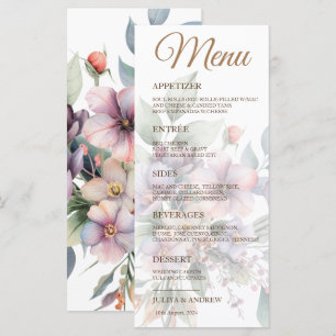 Elegant watercolor floral Wedding Menu card
