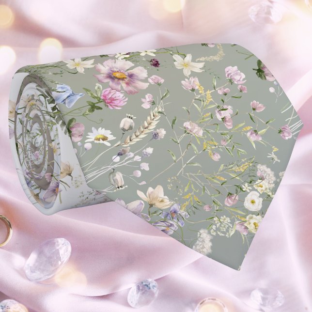 Elegant Watercolor Floral Wedding Necktie (Creator Uploaded)