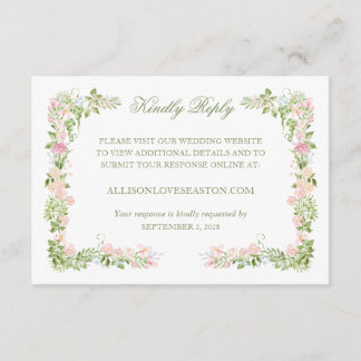 Elegant Watercolor Floral Wedding Online RSVP Card