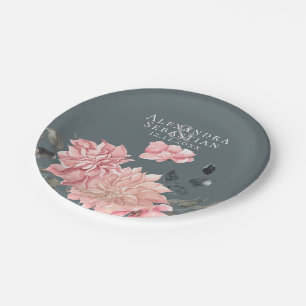Elegant Watercolor Floral Wedding Paper Plate