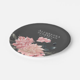 Elegant Watercolor Floral Wedding Paper Plate