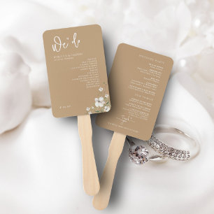 Elegant Watercolor Floral Wedding Program Hand Fan
