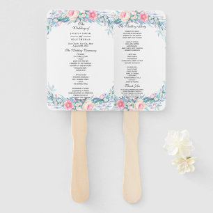 Elegant Watercolor Floral Wedding Program Hand Fan