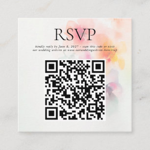 Elegant Watercolor Floral Wedding QR Code RSVP Enclosure Card