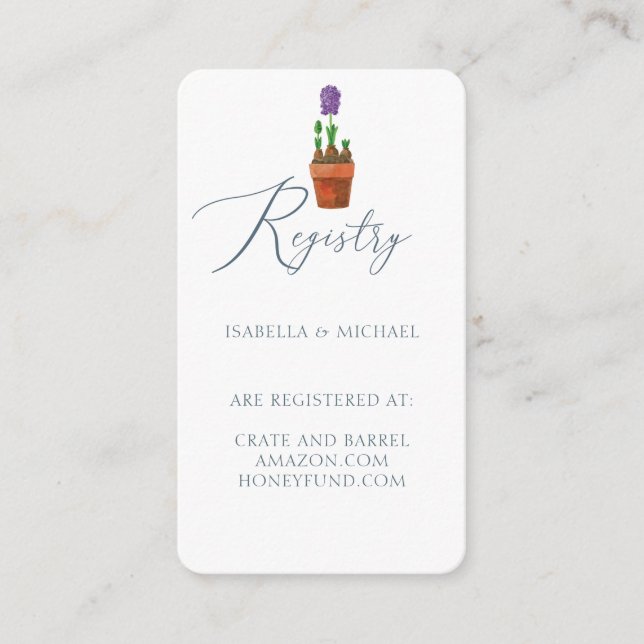 Elegant Watercolor Floral Wedding Registry Enclosure Card (Front)