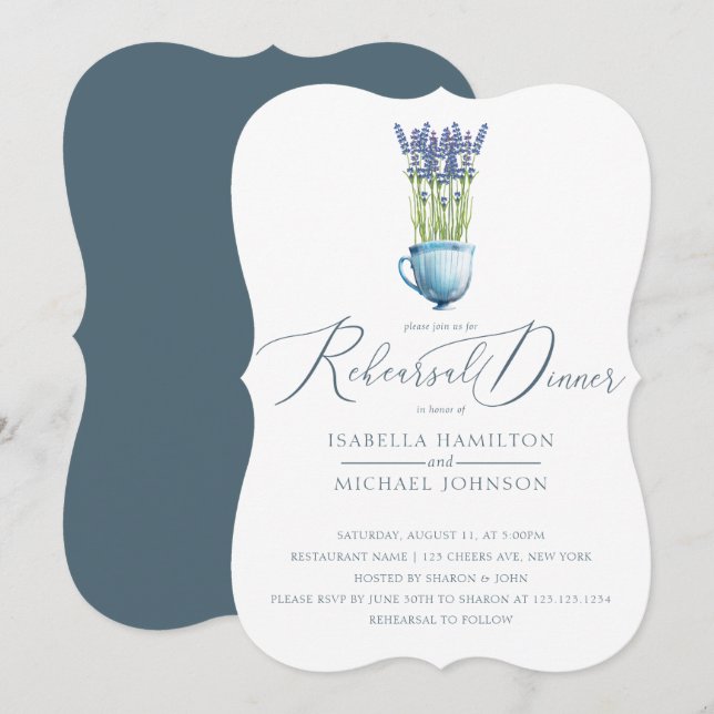 Elegant Watercolor Floral Wedding Rehearsal Dinner Invitation (Front/Back)