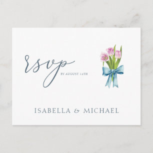 Elegant Watercolor Floral Wedding Rsvp Postcard