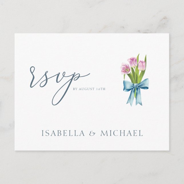 Elegant Watercolor Floral Wedding Rsvp Postcard (Front)