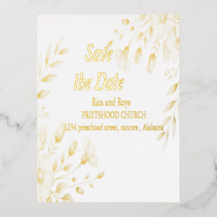 Elegant Watercolor Floral Wedding save the date Foil Invitation Postcard