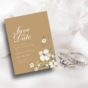 Elegant Watercolor Floral Wedding Save The Date Postcard