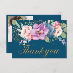 Elegant Watercolor Floral Wedding Thank You Card