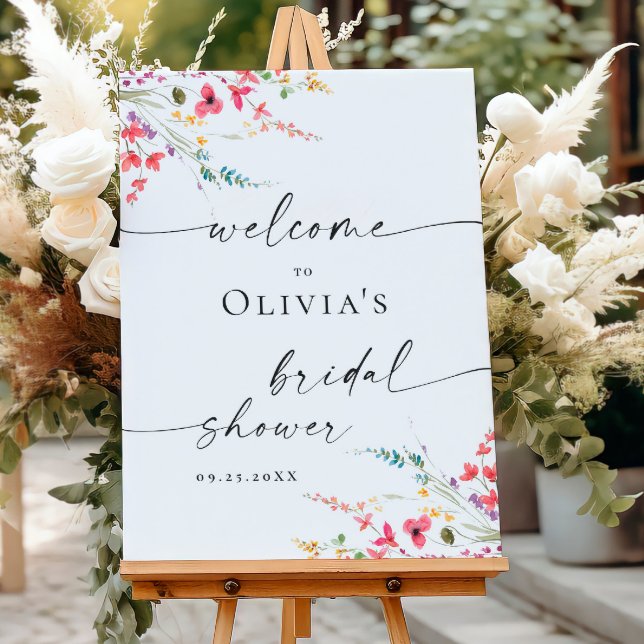 Elegant Watercolor Floral WELCOME Bridal Shower Poster (Creator Uploaded)