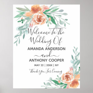 elegant watercolor floral  welcome poster