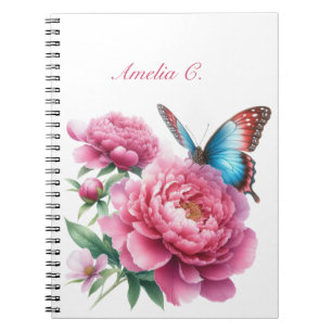 Elegant Watercolor Floral White Notebook