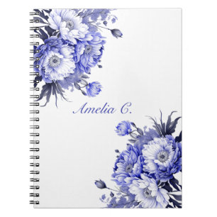 Elegant Watercolor Floral White Notebook