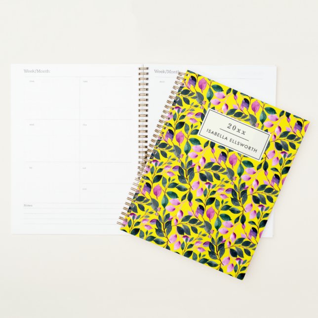Elegant Watercolor Floral Yellow Name 2025 Planner (Display)