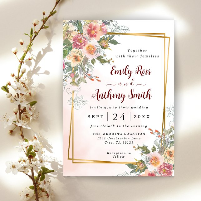 Elegant Watercolor Florals Wedding Invitation (Creator Uploaded)