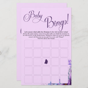 Elegant Watercolor Flower Baby Bingo Game Flyer