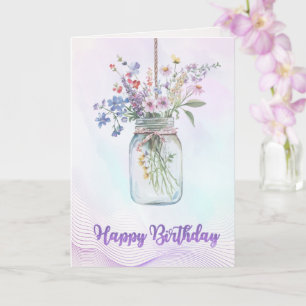 Elegant Watercolor Flower Birthday Card