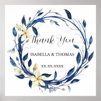 Elegant watercolor Flower blue Lily Floral Botanic Poster