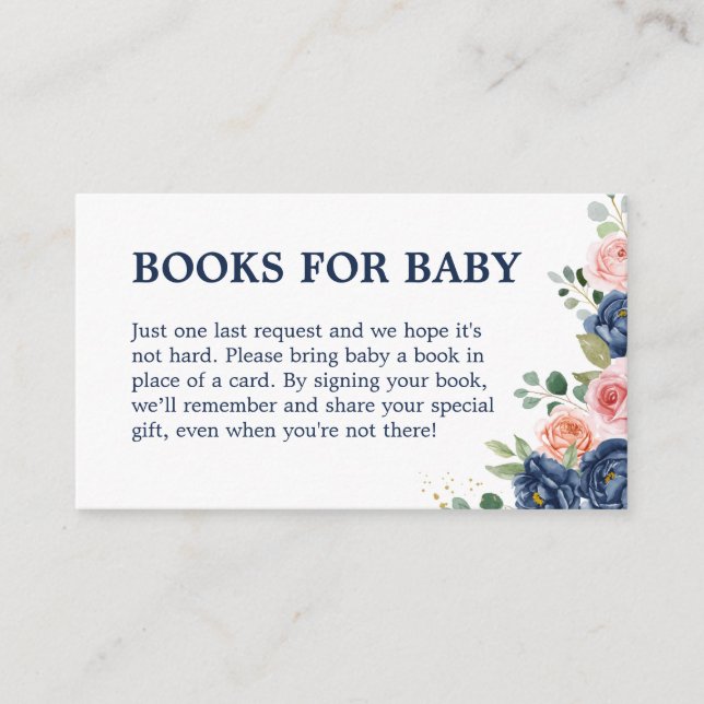 Elegant Watercolor Flower Books for Baby Enclosure Card (Front)