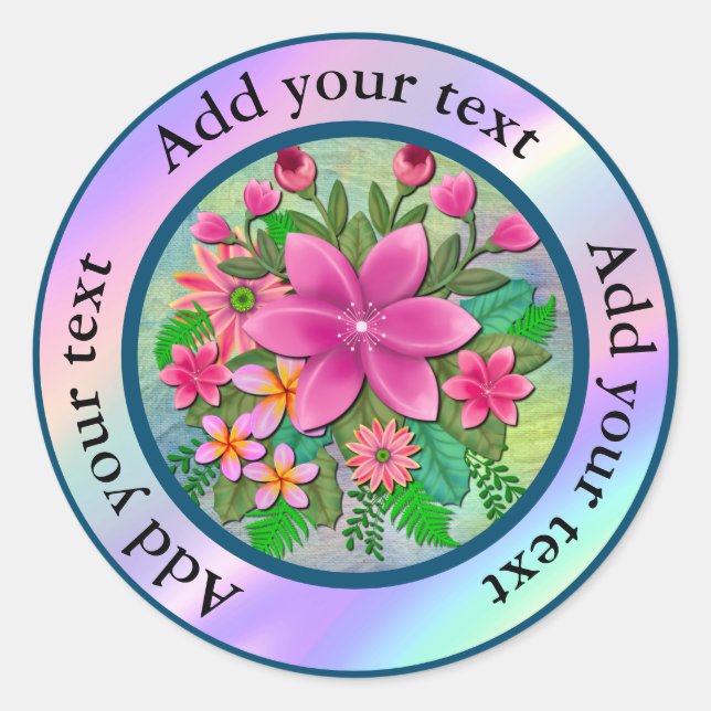 Elegant Watercolor Flower Botanical Spring Bouquet Classic Round Sticker (Front)