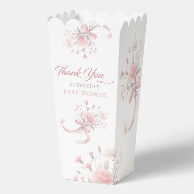 Elegant Watercolor Flower Bouquet Baby Shower Favo Favour Box (Front)