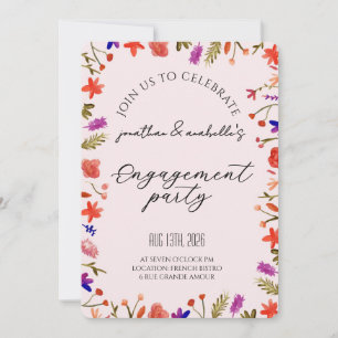 Elegant Watercolor Flower Engagement Celebration Invitation