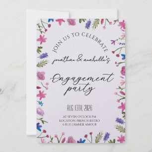 Elegant Watercolor Flower Engagement Celebration Invitation